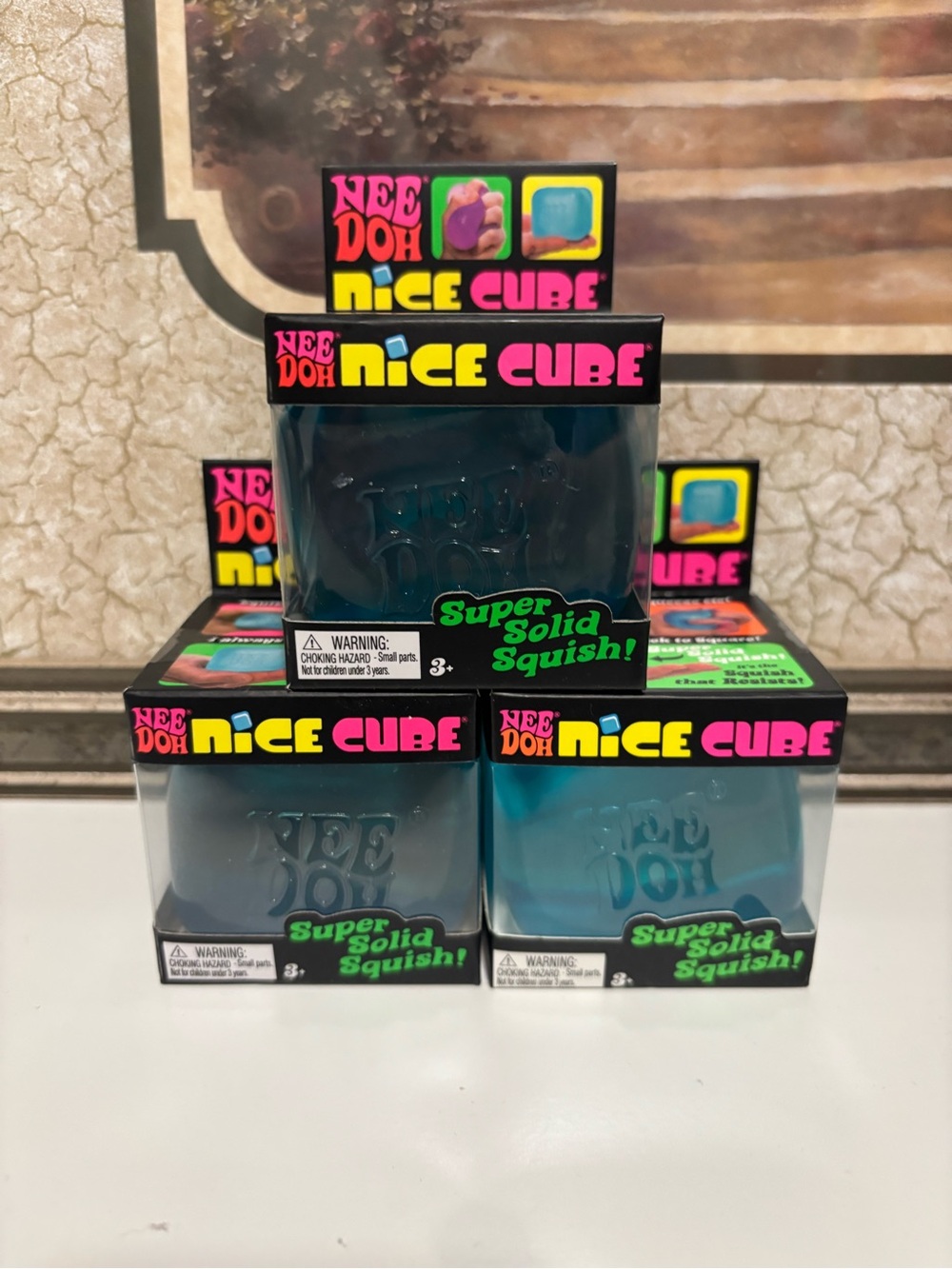 Nee Doh Nice Cube Super Solid Squish - Blue lot of 3